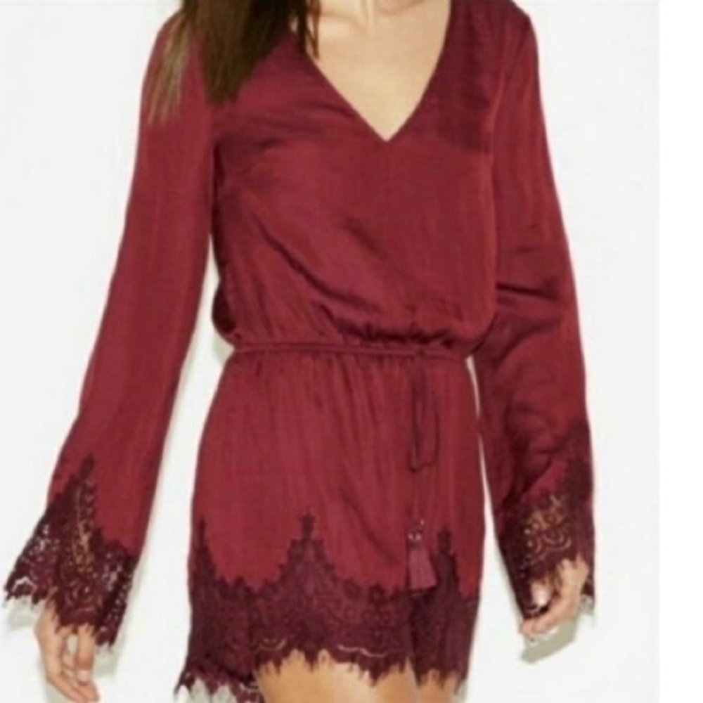 Burgundy Kendall & Kylie Lacy Romper
